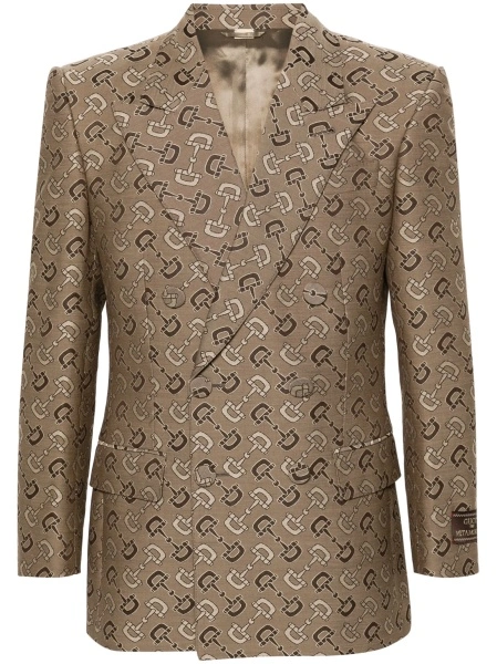Sacou Gucci Horsebit neutru din bumbac si lana