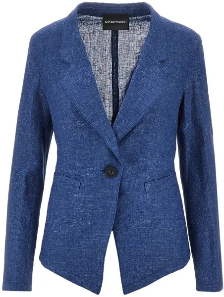 Sacou Linen-blend chambray single-breasted jacket