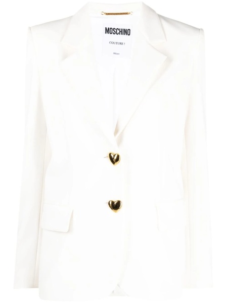 Sacou Moschino alb din polyester si poliuretan