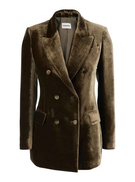 Sacou P.A.R.O.S.H. brown Double-breasted blazer with Peak revers in velvet for women