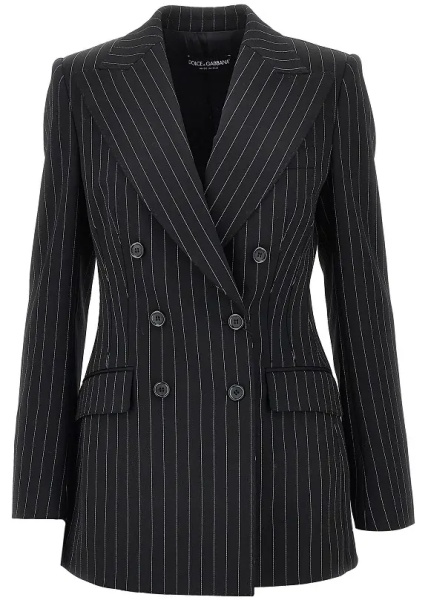 Sacou Pinstriped wool double-breasted jacket
