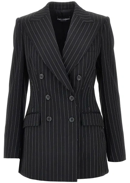 Sacou Pinstriped wool double-breasted jacket