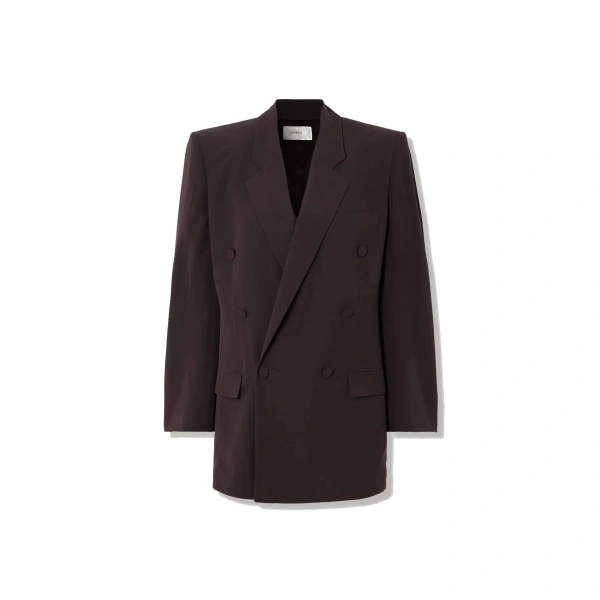 Sacou Saint Laurent Double-Breasted Silk-Crepe Blazer