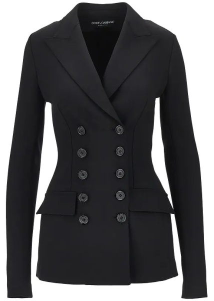 Sacou Stretch wool fitted double-breasted jacket