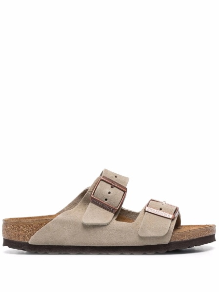 Sandale Birkenstock arizona neutre din piele intoarsa