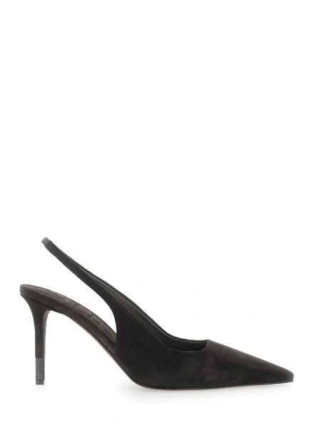 Sandale Brown Heeled Sandals with Monile detail on the heel in Suede for women