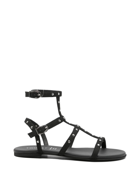 Sandale TWIN SET Girl negre din poliuretan si poliamida
