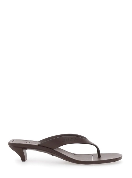 Sandale 'Vittoria' Brown Heeled Sandals with Embossed Logo in Rubber for Women