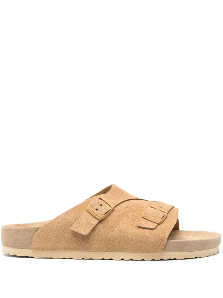 Slapi Birkenstock neutri din piele intoarsa