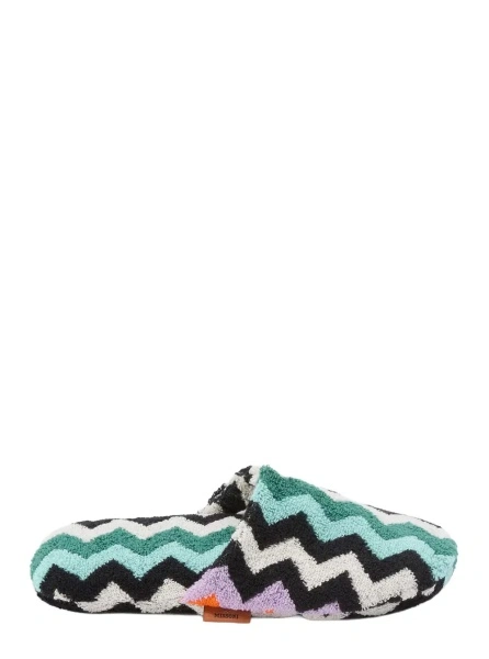 Slapi multicolor Slippers with Zig-Zag motif all-over in cotton terry home