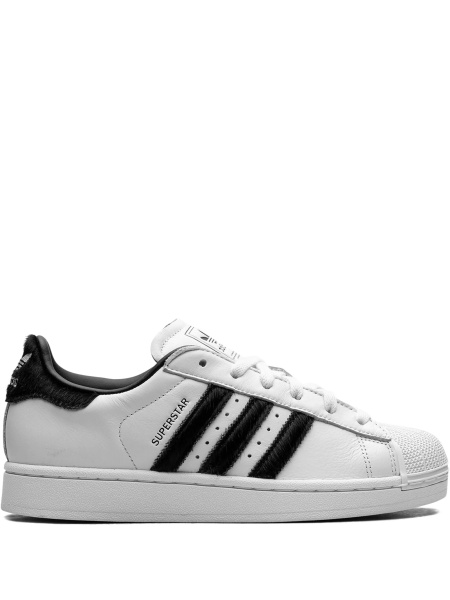Sneakers adidas Originals superstar albi din blana si piele
