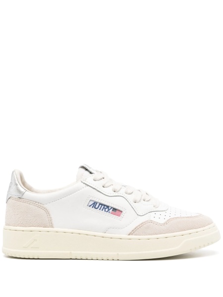 Sneakers AUTRY albi din piele intoarsa si piele