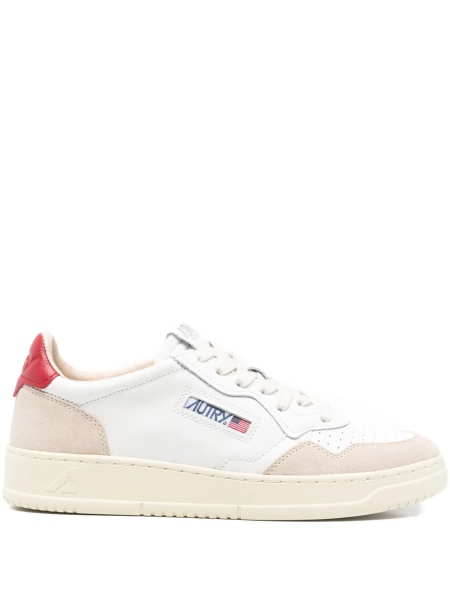 Sneakers AUTRY albi din piele intoarsa si piele