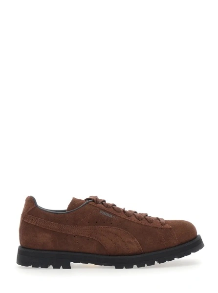 Sneakers Brown sneakers with embossed logo on the side in suede for men
