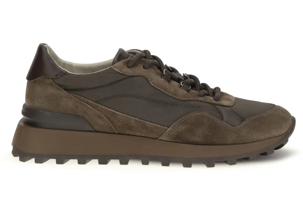Sneakers Brunello Cucinelli din piele intoarsa si bumbac
