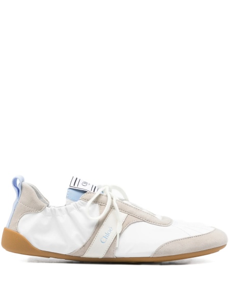 Sneakers Chloe albi din piele intoarsa si nylon