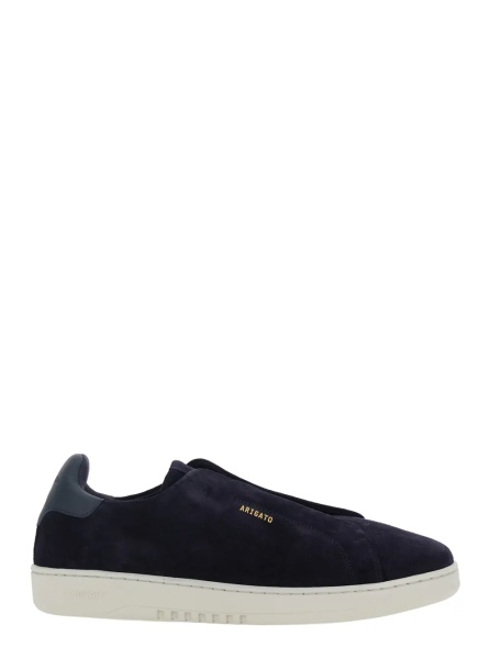 Sneakers 'Dice' Blue Low Top Laceless Sneakers with Logo Lettering on the Back in Leather for Men