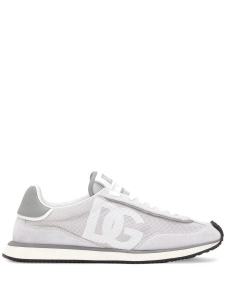 Sneakers Dolce & Gabbana gri din polyester si piele intoarsa
