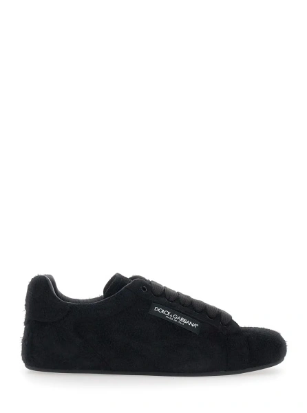 Sneakers Dolce & Gabbana 'Portofino' negri din piele intoarsa