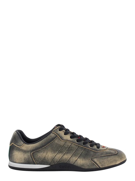 Sneakers 'Elan' Black Low Top Sneakers with Web Detail on Tongue and Heel in Suede for Women
