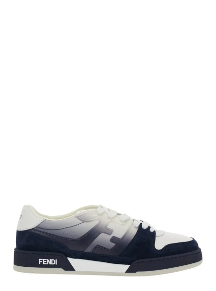 Sneakers 'Fendi Match' Blue Low Top Sneaker with Side FF Logo and Worn Effect in Suede Man