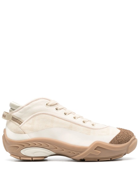 Sneakers Fendi neutri din cauciuc si piele intoarsa