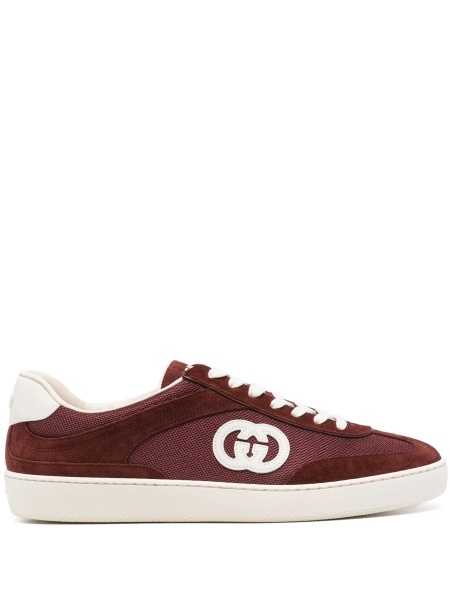 Sneakers Gucci rosii din material textil si piele intoarsa