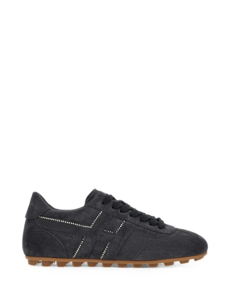 Sneakers Hogan gri din piele si piele intoarsa