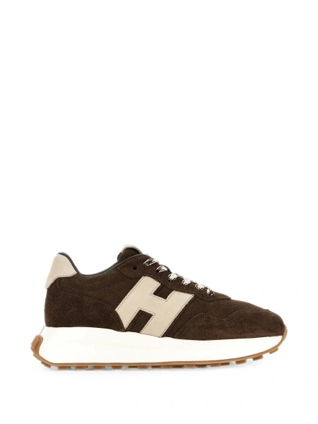 Sneakers Hogan maro din piele si piele intoarsa