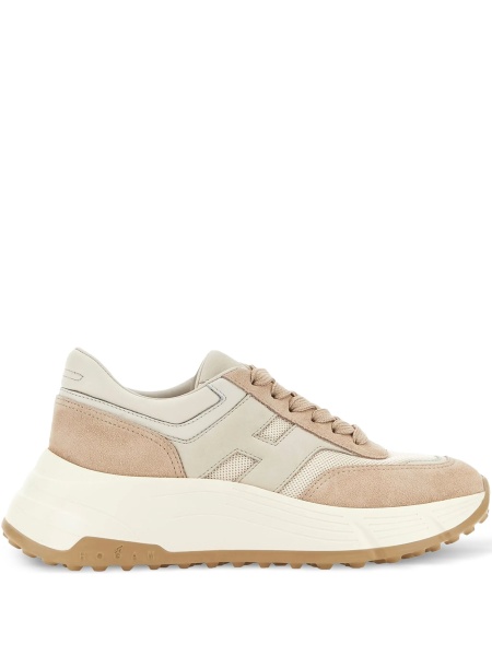 Sneakers Hogan neutri din piele intoarsa si piele