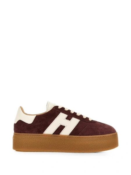 Sneakers Hogan rosii din piele intoarsa si piele