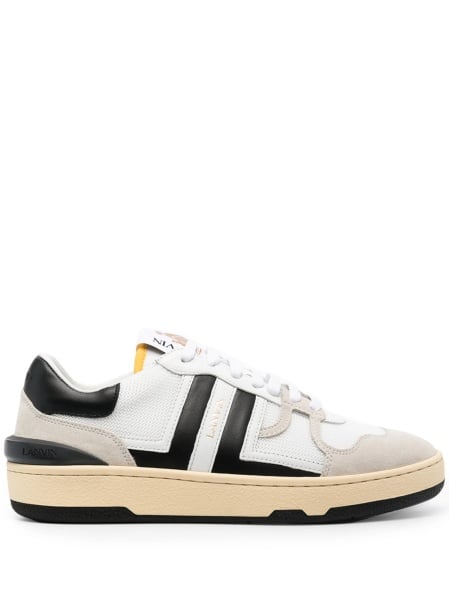 Sneakers Lanvin albi din material textil si piele