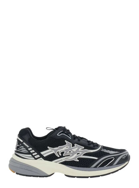 Sneakers 'M-Tech' black Sneakers with side logo patch in leather and fabric for men