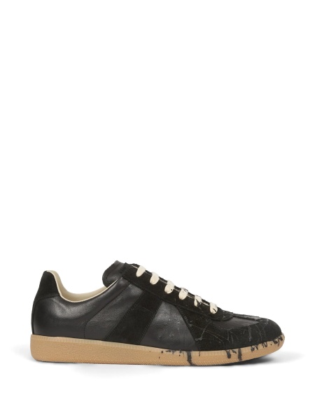 Sneakers Maison Margiela replica negri din piele intoarsa si piele