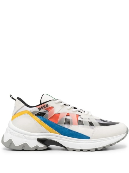 Sneakers MSGM gri din material textil si piele