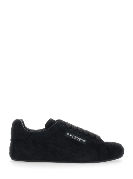 Sneakers 'Portofino' Black Sneakers with logo patch on the side and logo on the tongue in suede for men