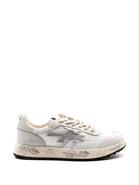 Sneakers Premiata albi din piele intoarsa si material textil