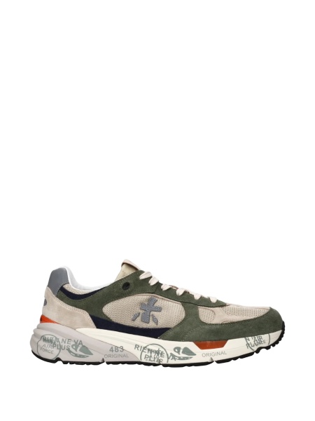 Sneakers Premiata neutri din piele intoarsa si plasa