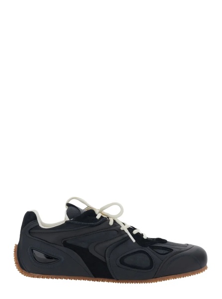 Sneakers 'Slow Runner' Black Sneaker with Insert Design and Grooved Sole in Leather and Suede Man