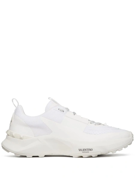 Sneakers Valentino Garavani Rockstud albi din piele si vascoza