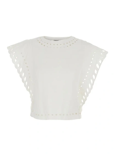 Top Isabel Marant alb din bumbac