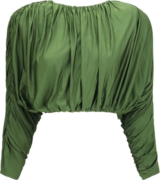 Top Self-Portrait verde din jerse