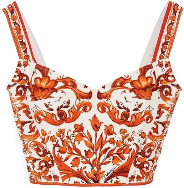 Topuri Charmeuse top with Maiolica print