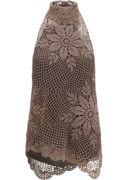 Topuri Crochet lace high-neck Top