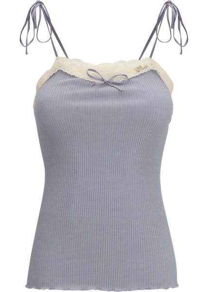 Topuri Jersey and lace thin strap Top