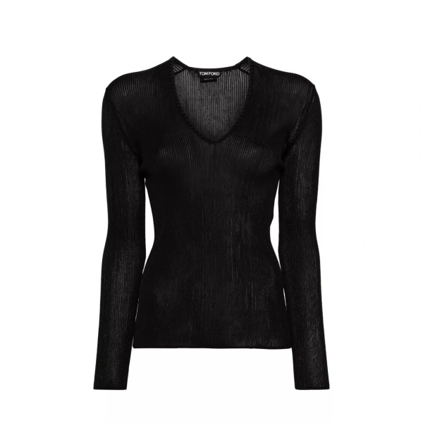 Topuri Tom Ford Sheer Fine-Ribbed Top