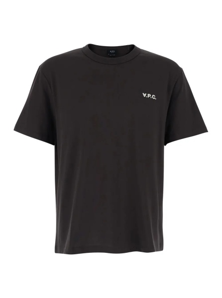Tricou A.P.C. Brown Crew Neck T-shirt with Front Logo in Cotton Man