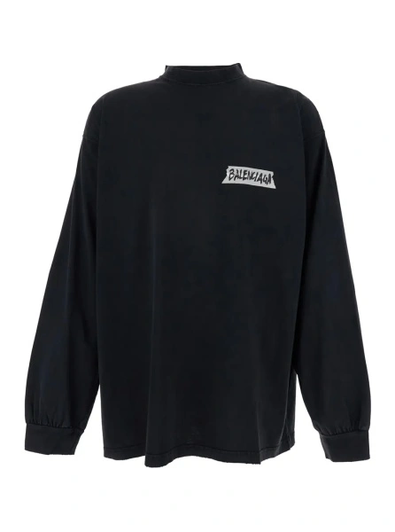 Tricou Balenciaga negru din bumbac