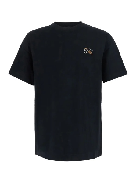 Tricou Black Crew Neck T-Shirt with EKD Embroidery on the Front in Cotton for Men