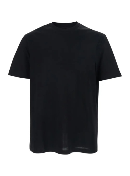 Tricou Black Crew neck T-shirt with tone-on-tone logo on the front in cotton for men